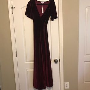 X-small velvet burgundy wrap dress
